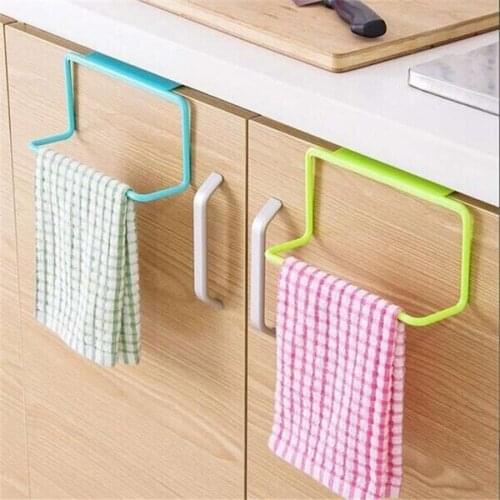 2 Pcs Multi-Purpose Kitchen Cabinet Door Back Plastic Towel Holder Dishcloth Hanger Rack