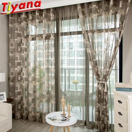 Modern Art Abstract Curtains for Living Room Nordic Grey/Light Coffee Jane The Gauze for Bedroom Home Decoration HM676 #VT