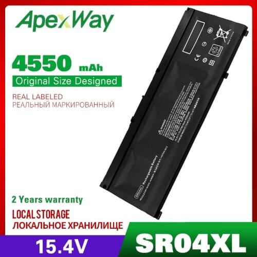 ApexWay 15.4V 4550mAh SR04XL Battery for HP OMEN 15-CE 15-CB 15-CE015DX 15-CB014ur TPN-Q193 TPN-C133 HSTNN-DB7W 917724-855