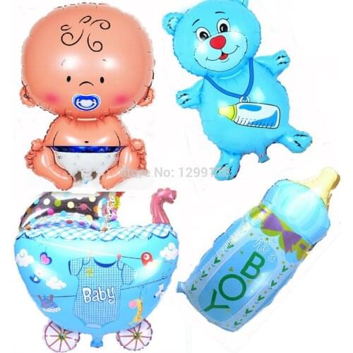 Free Shipping 4pcs/lot Baby Boy Helium Foil Balloons Newborn Childrens 1th Birthday Party Decor Baloes De Festa Mylar Bola