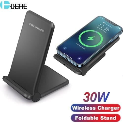Foldable 30W Qi Wireless Charger For iPhone 12 11 Pro XS XR 8 QC 3.0 Fast Charging Stand for Samsung S21 S20 Quick Charge Holder