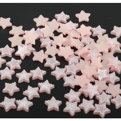 BOLIAO No Hole 50Pcs 10*10mm( 0.39*0.39 in ) Pink Star Shape Resin FlatBack Delicate Scrapbook Glue On Clothes/Home Decoration