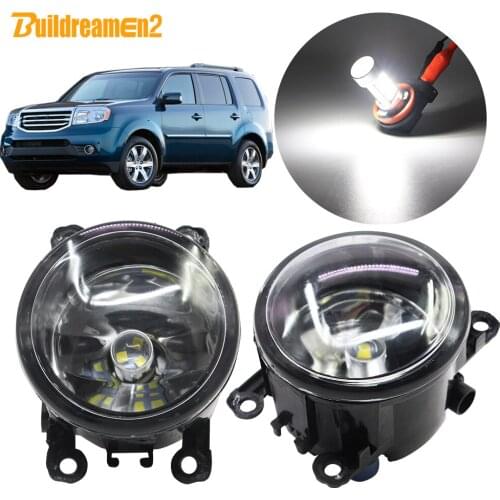 Buildreamen2 For Honda Pilot 3.5L V6 Car Styling Fog Light Kit Lampshade + Bulb Daytime Running Light 12V 2012 2013 2014 2015