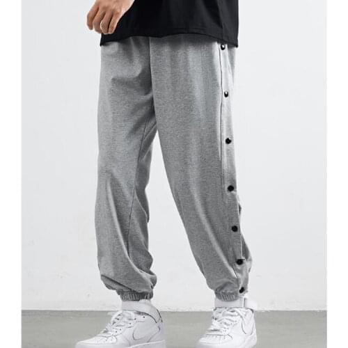 Mens Casual Sweatpants New Male Button Elastic Waist Loose Joggers Pants HipHop Trousers Boys Jogger Men Bottoms