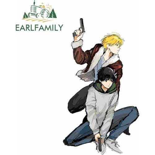 EARLFAMILY 13cm x 7.3cm For BANANA FISH Car Stickers Vinyl Material Decal Windshield Creative Sticker Waterproof Decoration