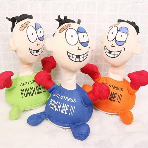 Fidget Toys Stress Reliever Face Doll Punch Me Cartoon Electric Childrens Plush Toys Kid Vent Toy Doll Adult Decompression Toy