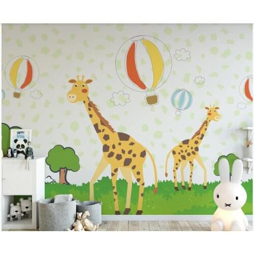 Custom mural 3d wall mural on the wall Cartoon giraffe kids room background home decor photo wallpaper in the living room