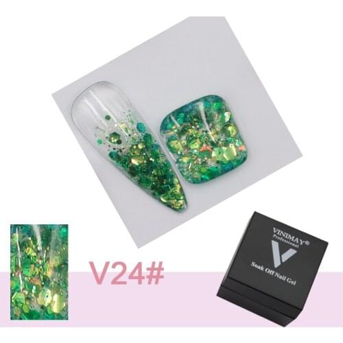 Nail Gel Polish For Manicure Tools 24 Colors Big Sequin Glue Glitter Gel Diamond Glue Varnish Soak Off Nail Art Gel 8ml TSLM2