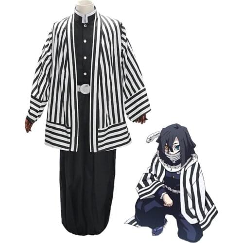 New Demon Slayer Kimetsu No Yaiba Iguro Obanai Cosplay Costume Disfraz Iguro Obanai Kimono Ghost Squad Clothes Uniform Wig Adult