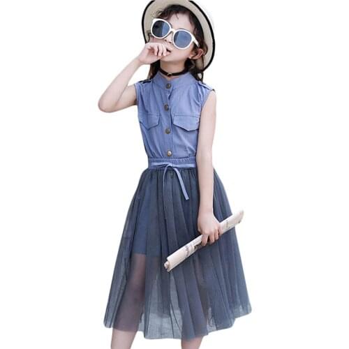 Kids Girls Clothes Set Solid Dress + Skirt 2PCS Girl Summer Clothes Casual Teen Clothes For Children 6 8 10 12 13 14 Year