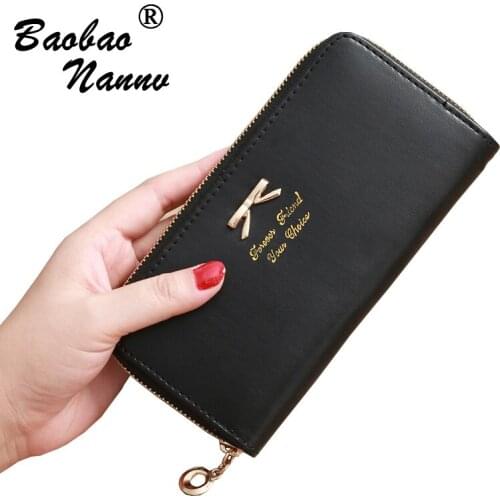 Women Long Clutch Wallets Female New Fashion PU Leather Bowknot Coin Bag Purse Phone Purses Simple Cute Lady Cards Holder Wallet