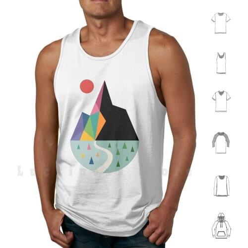 Bright Side tank tops vest 100% Cotton Bright Dark Life Rainbow Landscape Mountains Nature Geometric Universe Cool Colorful
