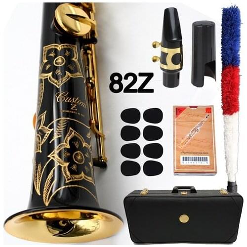 MFC Saxophone Soprano 82Z Professional Soprano Sax Custom Black Lacquer Single Piece Straight Mouthpiece Reeds Neck Case