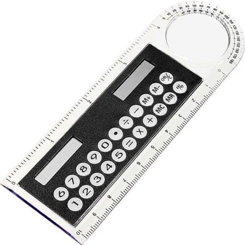 Mini Solar Transparent Ruler Calculator with Magnifier Student School Supplies