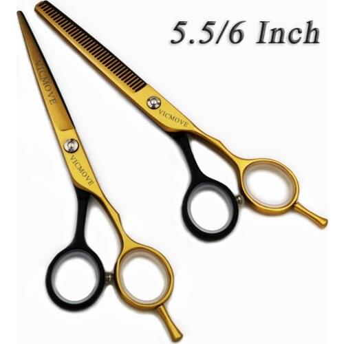 5.5/6 Inch Professional Hair Scissors Set Cutting/Thinning Barber Hairdressing Shears High Quality Personality Golden and Black