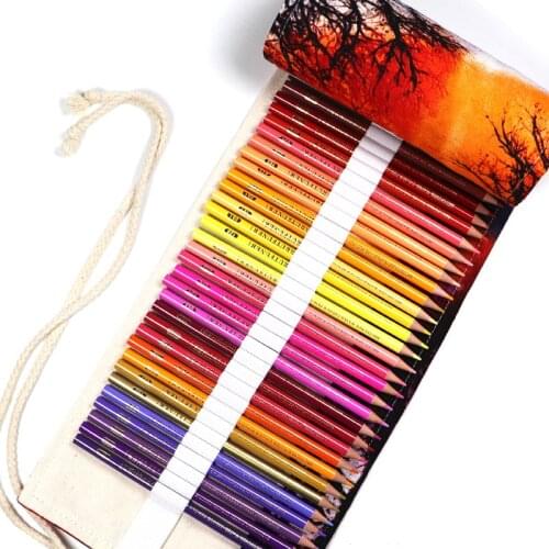 48/72 colors water-soluble pencil set 72 hole pen curtain set oily pencil student art wooden painting color pencil