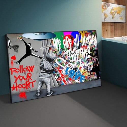 Kid Draw The Curtain Abstract Wall Graffiti Art Canvas Poster On Home Decor Canvas Prints Picture For Living Room Cuadros