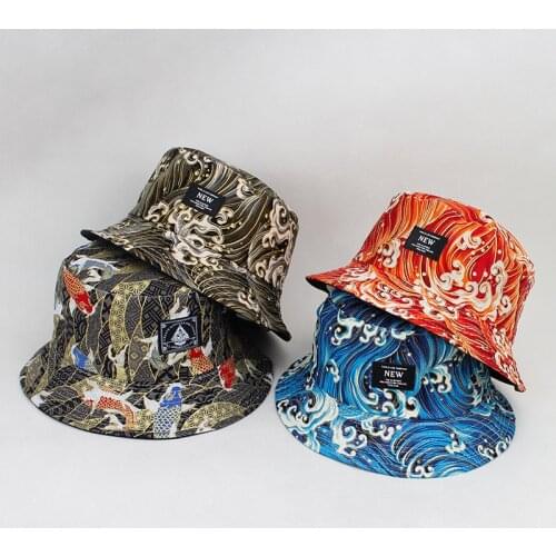 Ldslyjr 2020 Cotton Koi Fish Print on Both Sides Bucket Hat Fisherman Hat Outdoor Travel Hat Sun Cap Hats for Men and Women 174