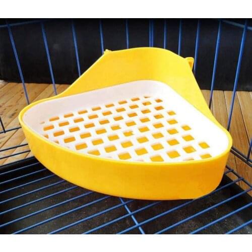 Rabbit Toilet Litter Tray Small Animal Toilet Corner Potty Pet Litter Trays Corner for Rabbit Hamster Blue