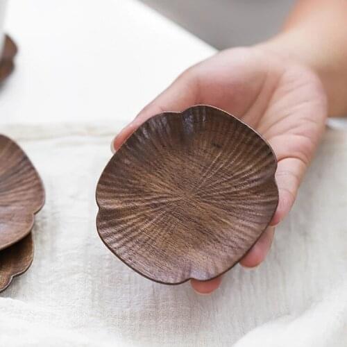 Flower Shape Black Walnut Wood Coasters Heat Resistant Drink Wooden Mat Home Table Tea Coffee Cup Pad