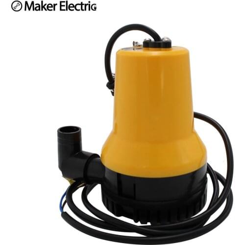 Submersible Brushless bilge pump solid shell with chain Removable filter bright yellow mini 12V dc water pump