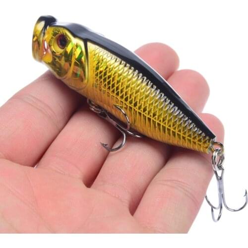 Hot 1pcs Fishing Lures 7cm 8.5g Topwater Popper Bait 5 Color Hard Bait Artificial Wobblers Plastic Fishing Tackle With 6# Hooks