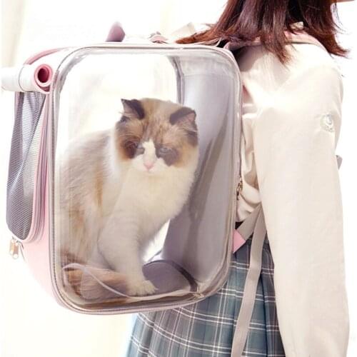 New Pet Carrier Backpack Hot Sale Foldable Transparent Puppy Dog Cat Bag Big Space Pets Outdoor Shoulder Travel Bag Pet Products