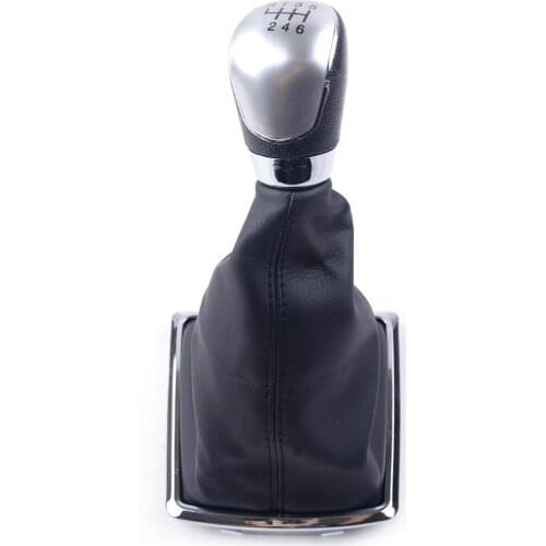Silver Cover 6 Speed Gear Shift Knob Shifter Stick Lever Gaiter Boot Fit For Ford Focus C-Max Transit 2005-2012