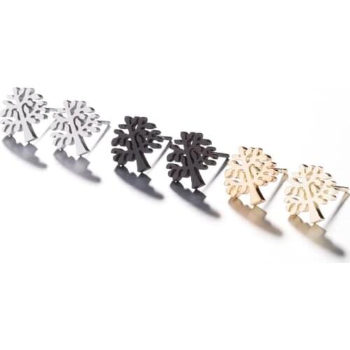 Stainless Steel Tree Of Life Stud Earrings Minimalist Simple Plant Earing for Women Ladies Daily Party Jewelry Drop Shipping