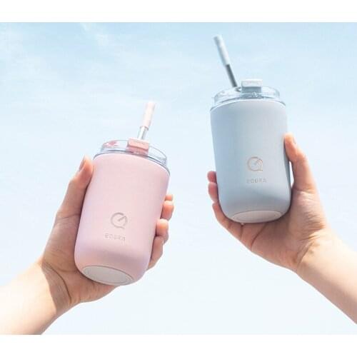 280ml/520ml Stainless Steel Straw Cup Coffee Thermos Mug Car Vacuum Flask Travel Insulated Cold Preservation Dropship Wholesale