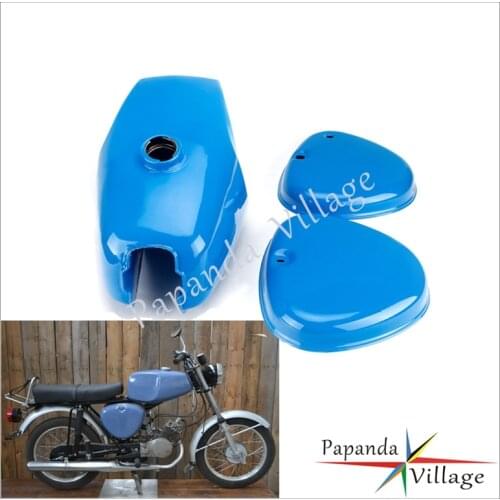 Steel Blue Fuel Gas Tank For Simson S 50 51 70 S50 S51 S70 Motorcycle "banana" Petrol oil box W/ Side Engineer Cover