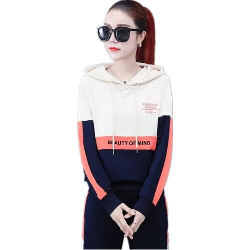 Trending Products Sporting suit female Casual hooded Tracksuit Autumn Lady clothes set printing 2 piece set pullover+ pants 1649