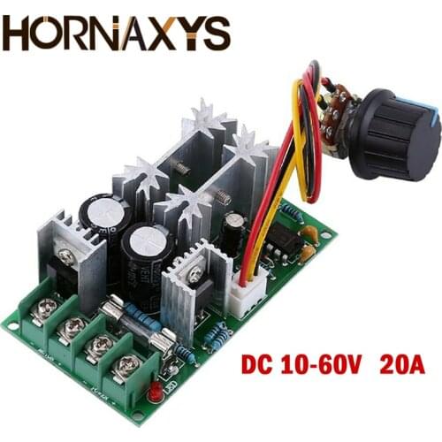PWM DC Motor Speed Controller Switch DC 10-60V 20A Current Voltage Regulator PWM High Power Drive Module 60A 12V 24V 36V 48V