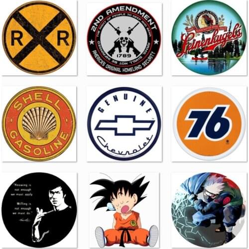 Vintage Round Plates Metal Tin Signs Bar Garage Retro Plaque Signboard Poster Bar Pub Coffee Farmhouse Home Decoration Wall 30CM