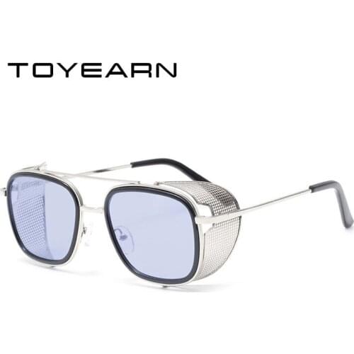 Vintage Square Gothic Steampunk Sunglasses Men Women Fashion Brand Design Metal Wrap Goggle Mirror Len Driving Sun Glasses UV400