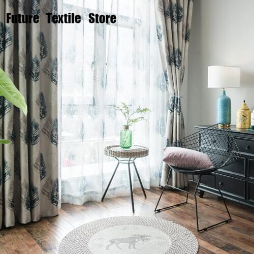 Living Room Bedroom Curtains Modern American Country of Black Silky Defects on the Light-Shielding Printed Cloth Curtain Screens