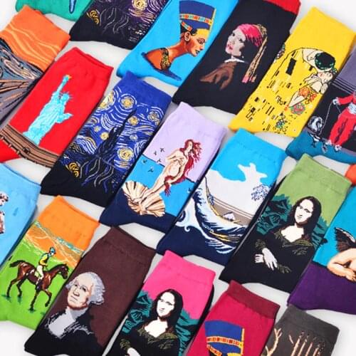 Womens classic autumn winter vintage socks keep warm personality art world famous painting Vincent Van Gogh