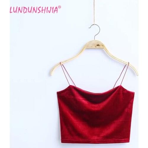 LUNDUNSHIJIA 2018 Summer Women Fashion Korea Style Camis Solid Color Velvet Short Section Sexy Camisole Female Crop Top 7 Colors