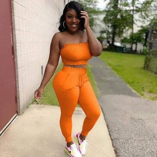 Streetwear Casual Sporty Two Piece Set Women Track Suits Strapless Crop Tops and Pant Sets Fitness Joggers Matching Sets Outfits