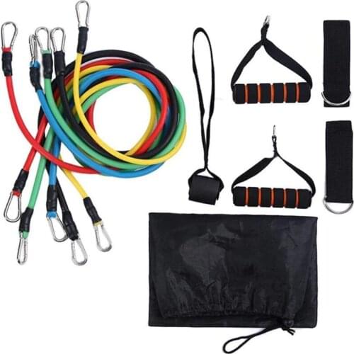 1Set Portable Exercise Resistance Band (5 Stackable Exercise Bands with Door Anchor,Ankle Straps Carrying Case) Fitness Home Set