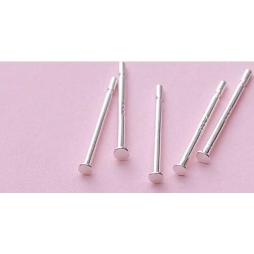 100pcs/lot 925 Silver 12.2MM Length Blank Earring Pin Needle with 1.4mm Head 13MD