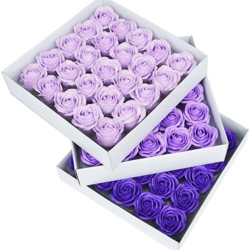 25Pcs/Box Diameter 6cm Bath Soap Rose Flower Plant Essential Oil Soap Wedding Party Gift Handmade Petals Decor flowers
