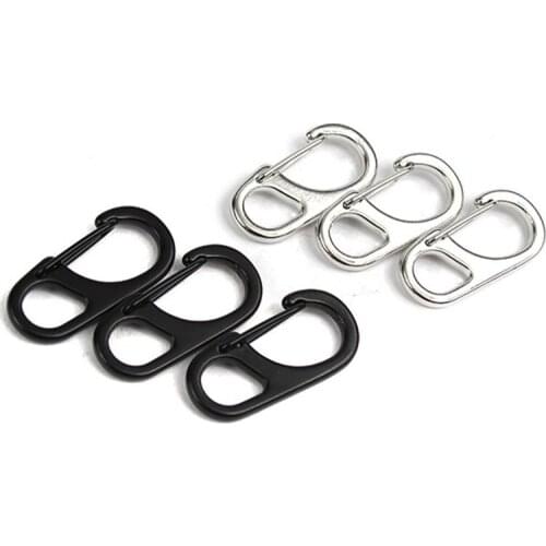 3Pcs/set Simple Mini D-type hanging buckle key chain quick hook carabiner EDC portable tool