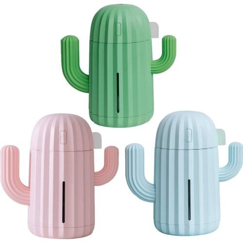 340ML USB Ultrasonic Air Humidifier Cactus Timing Aromatherapy Essential Oil Diffuser Aroma Mist Maker Fogger Mini with light