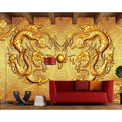 Papel de parede Golden dragon 3d wallpaper mural,living room TV sofa wall bedroom kitchen restaurant bar wall papers home decor