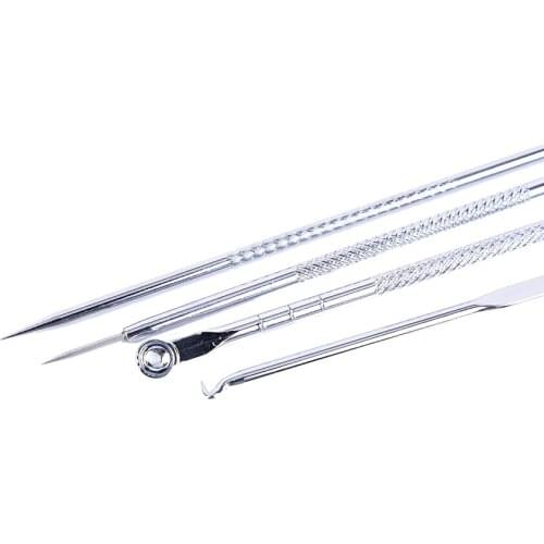 4Pcs/lot Silver color Blackhead Comedone Acne Blemish Extractor Remover Cosmetic Tool Stainless Needles Remove Tool