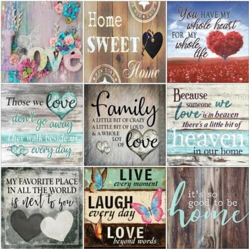 5D Diamond Painting Home Sweet Family Love Quotes Cartoon Full Square&Round Diamond Embroidery Cross Stitch Mosaic Home Decor