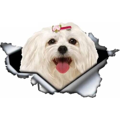 A0106# 13 cm/17 cm 3D Self-adhesive Decal Cute Maltese Dog Car Sticker Waterproof Auto Decors on Bumper Rear Window Laptop