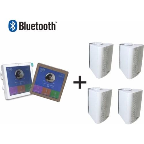 Bluetooth 4-CH 25w touch screen pa home audio background music system wall mounted amplifier with 4 pieces wall mounted speaker