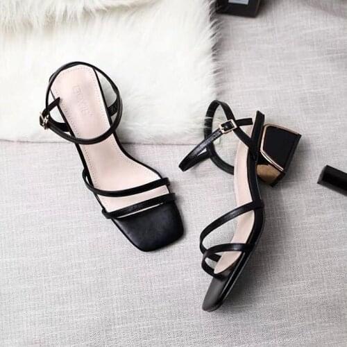 Thick Heel Sandals Slippers Female Fairy Style 2021 New Summer Womens Shoes Mid-heel All-match Word with Roman High Heels